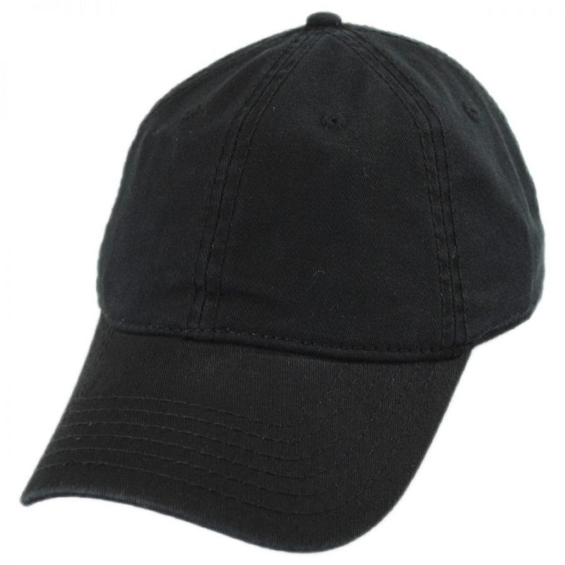 LoPro Washed Cotton Twill Strapback Baseball Cap Dad Hat BLACK ADJUSTABLE