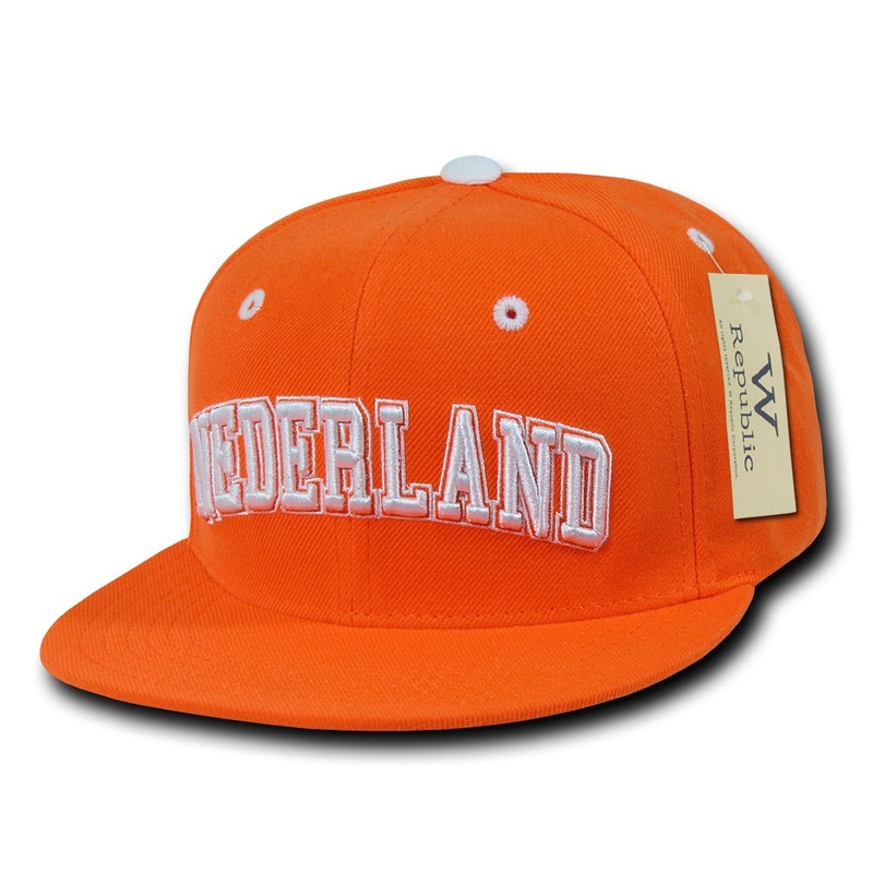 Nederland Netherlands Hat Snapback Flat Bill Country Cap – WR101 Orange