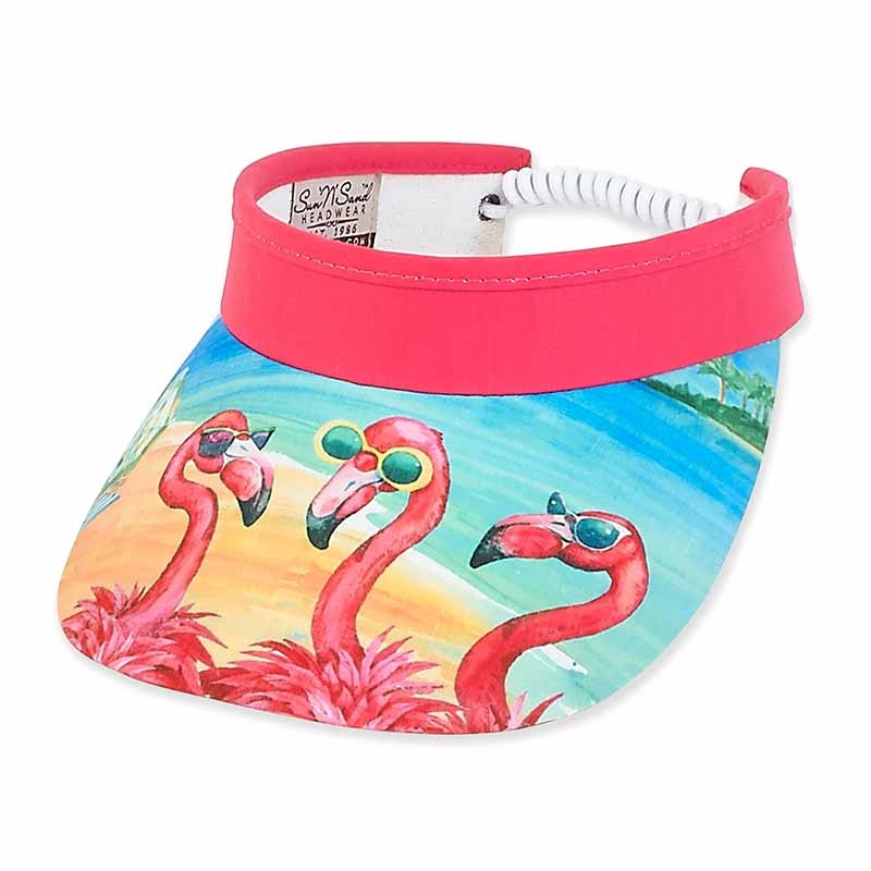 Pink Flamingo Sun Visor with Coil Lace Closure – Sun ‘N’ Sand Hats Pink