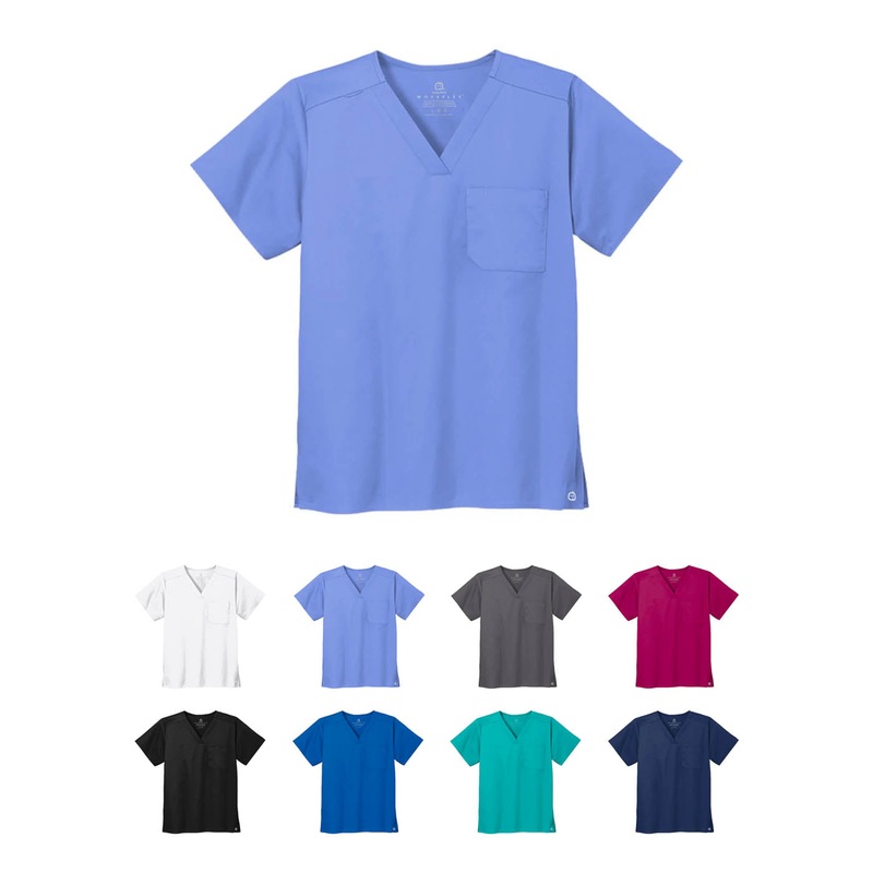 Wink WW3160 Unisex WorkFlex Chest Pocket V-Neck Scrub Top WonderWink for Medical Professionals Black 2XS