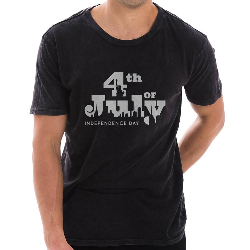 4th of July NY Graphic Design Vintage Crewneck Tee Vintage Black XS
