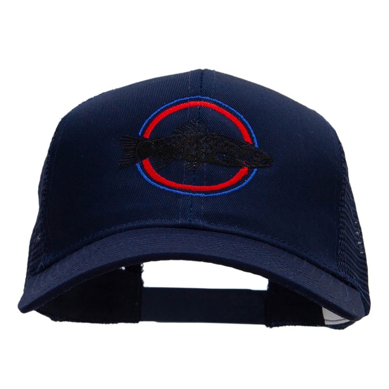 Bass Fishing Embroidered Prostyle Mesh Cap Navy One Size