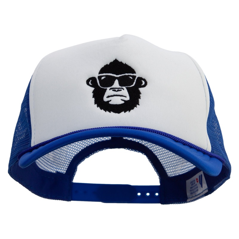Gorilla Wear Glasses Embroidered Summer Foam Mesh Trucker Cap Royal White One Size