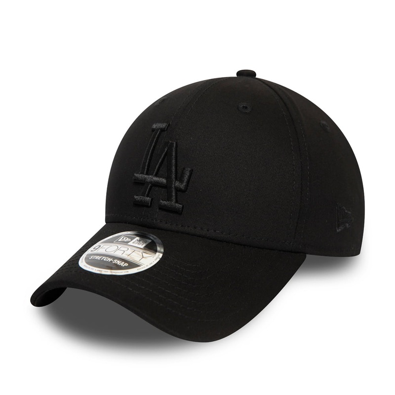 New Era 9FORTY L.A. Dodgers Baseball Cap – MLB Stretch Snap – Black On Black Adjustable