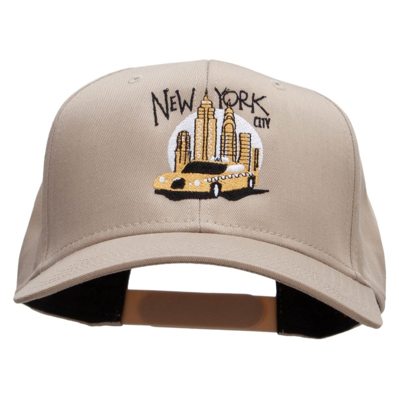 NYC Taxi Embroidered Solid Cotton Twill Pro Style Cap Khaki One Size