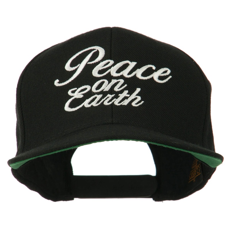 Peace on Earth Embroidered Snapback Cap Black One Size