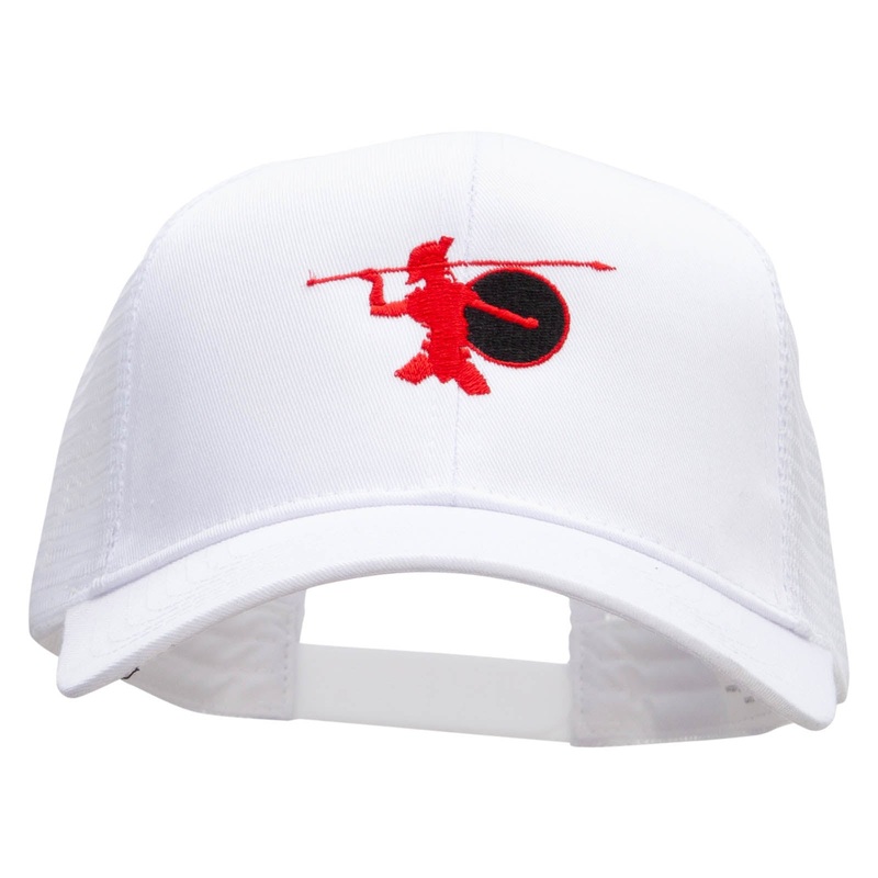 Red Trojan Embroidered Solid Cotton Prostyle Twill Mesh Cap White One Size