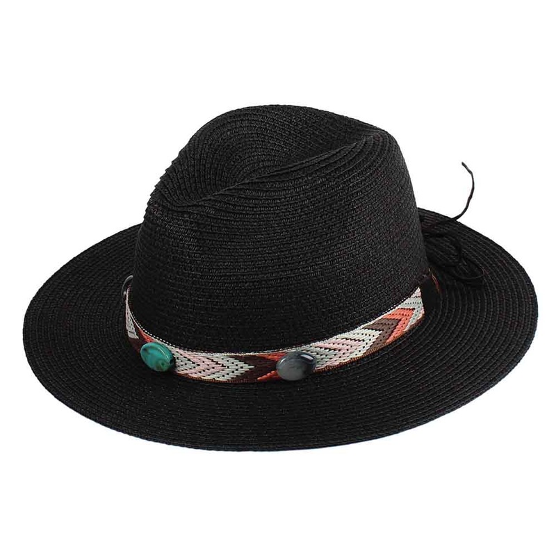 Women’s Safari Hat with Chevron Band – Jeanne Simmons Hats Black Medium (57 cm)