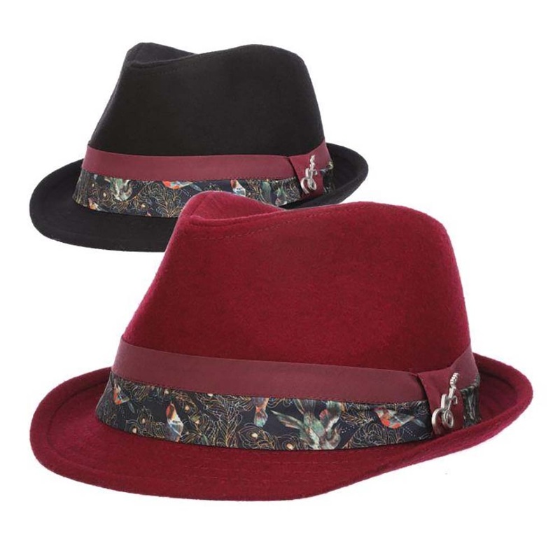 Wool Blend Felt Fedora Hat with Guitar Pin – Carlos Santana Hats Black X-Large (59 cm)