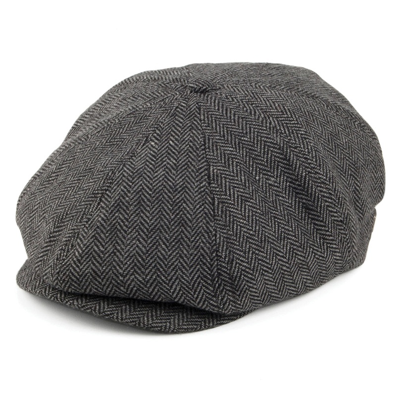 Brixton Hats Kids Brood Herringbone Newsboy Cap – Grey-Black Youth 1-Size
