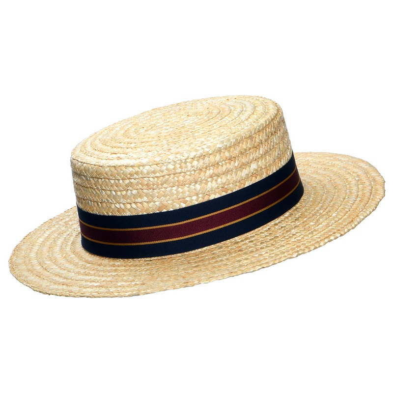 Christys Hats Boater Hat with Striped Band – Natural S