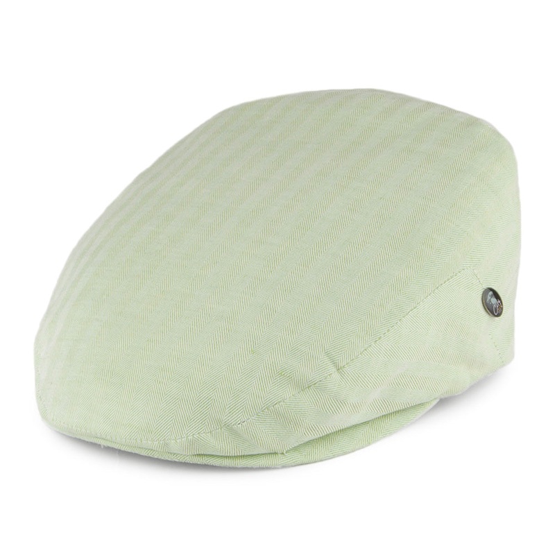 City Sport Linen-Cotton Herringbone Flat Cap – Mint S