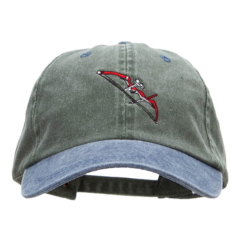 Composit Bow Embroidered Pigment Dyed Wash Caps Olive Navy One Size