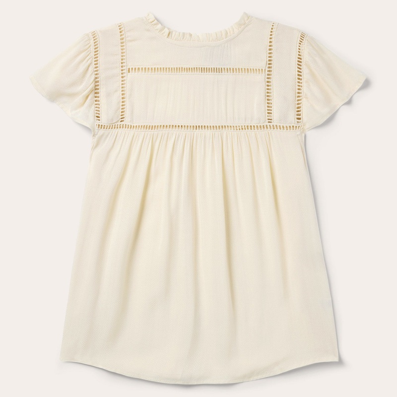 Cream Herringbone Blouse White XS
