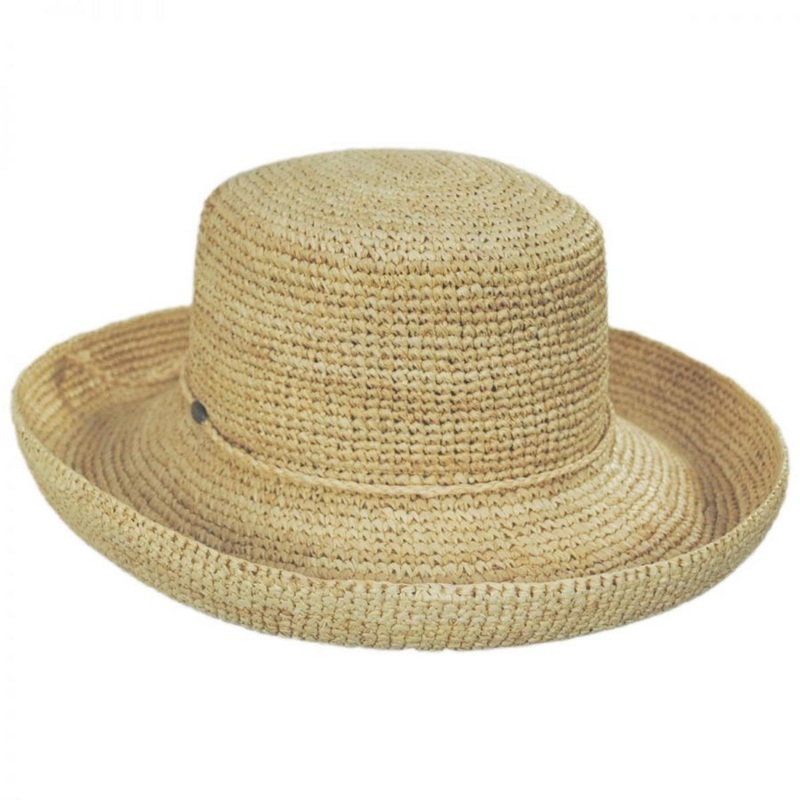 Crocheted Raffia Straw Boater Hat – Petite NATURAL S