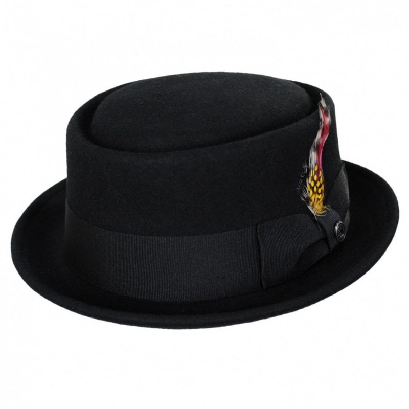 Crushable Wool Felt Pork Pie Hat BLACK S