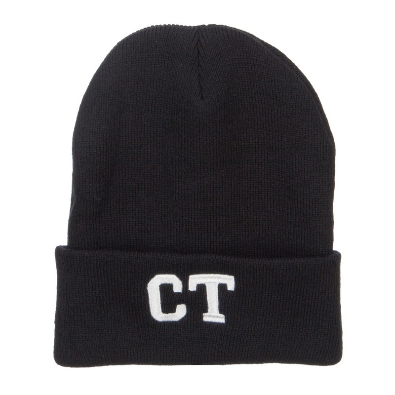 CT Connecticut Embroidered Long Beanie Black One Size