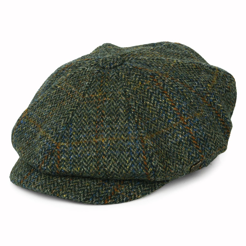 Failsworth Hats HARRIS TWEED Herringbone Carloway Newsboy Cap – Olive-Blue-Rust 55