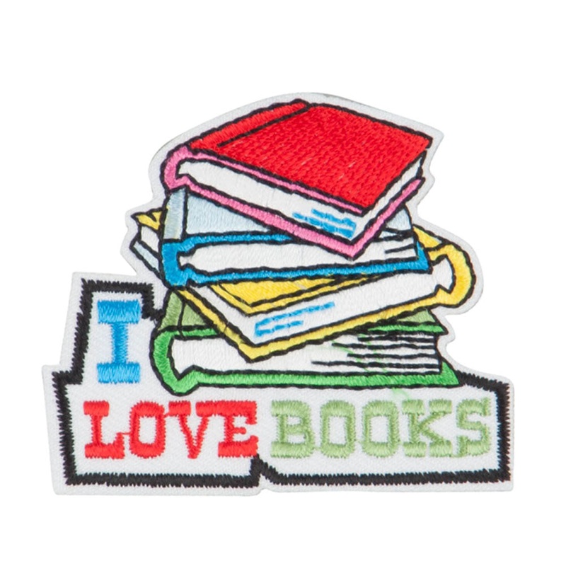 I Love Books Patches White One Size