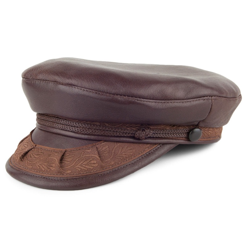 Jaxon & James Leather Greek Fisherman Cap – Dark Brown 55
