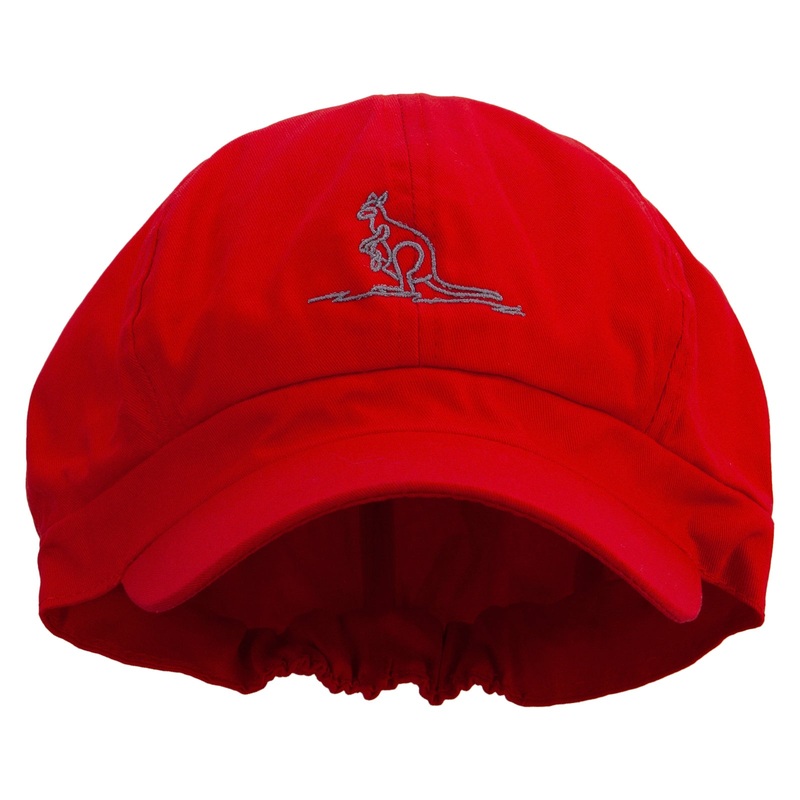 Kangaroo Embrodiered Cotton Elastic Newsboy Cap Red One Size