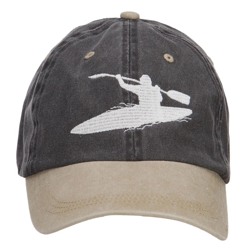 Kayak Embroidered Washed Two Tone Cap Black Khaki One Size
