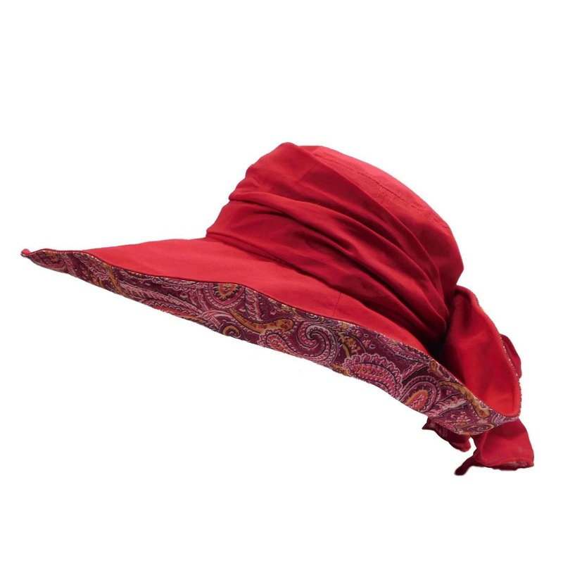 Large Brim Cotton Sun Hat Red