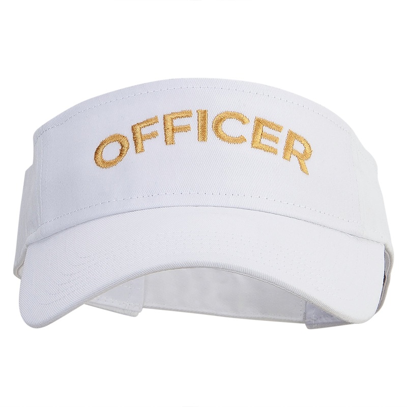 Officer Embroidered Cotton Twill Sun Visor White One Size
