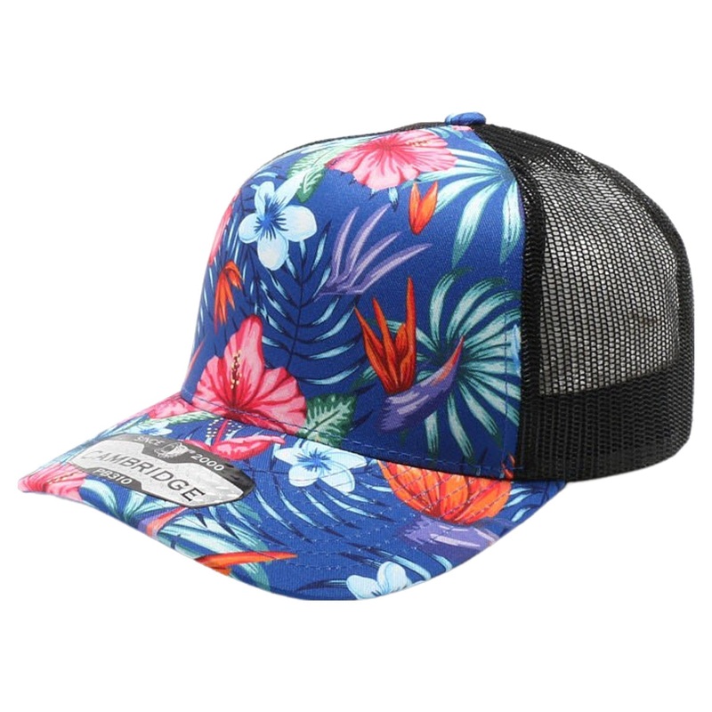 Pitbull Cambridge PB310 5 Panel Mesh Back Floral Snapback Hat Royal/Black