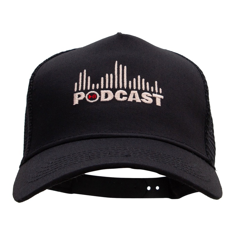 Podcast on Air Five Panels Pro Style Trucker Mesh Cap Black One Size