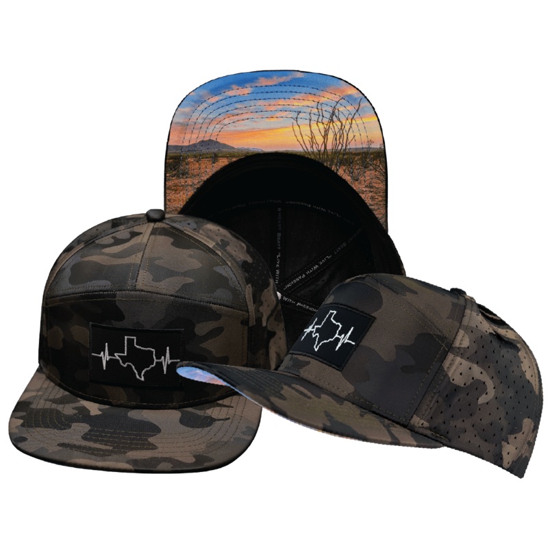 Texas Hat – Flat Bill – Tan Camo – Laser Mesh