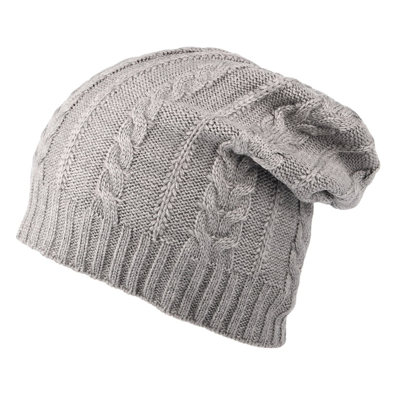 Timberland Hats Slouchy Cable Knit Beanie Hat – Light Grey 1-Size