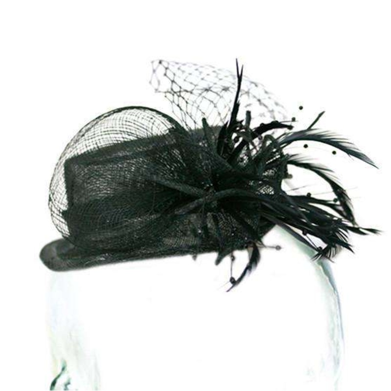 Tiny Sinamay Hat Black