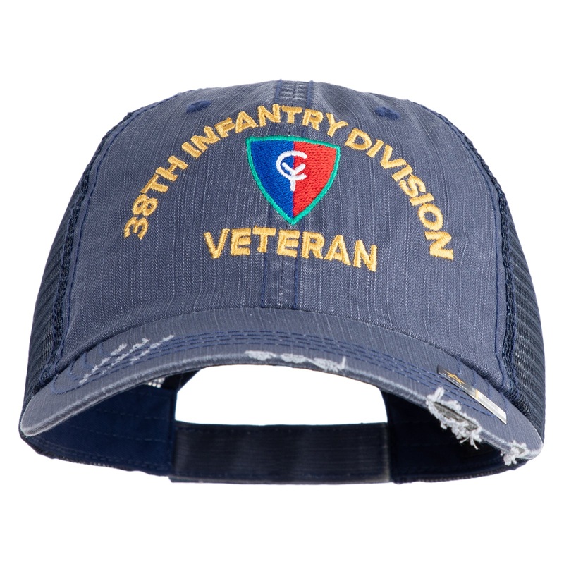 U.S. Army 38th Infantry Division Embroidered Low Profile Special Cotton Mesh Cap Navy One Size