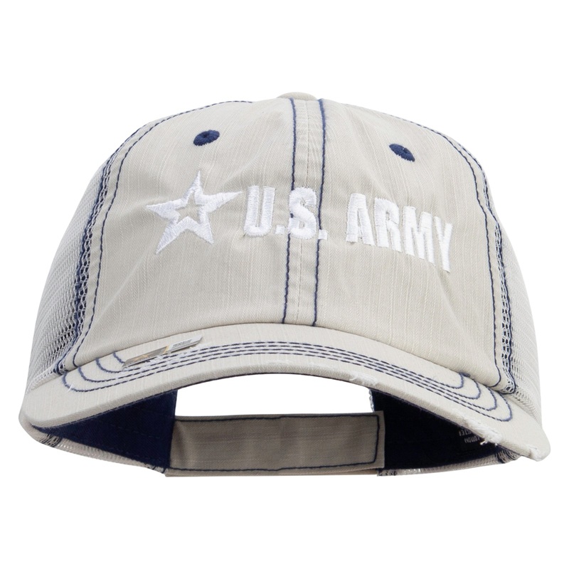 US Army Star Embroidered Low Profile Special Cotton Mesh Cap Putty One Size