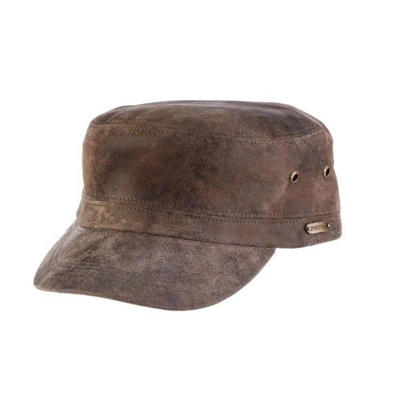 Weathered Leather Cadet Cap – Stetson Hats Brown S/M (57-59)