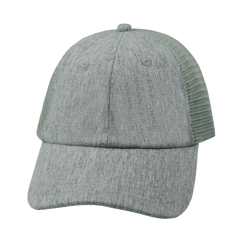 Blank – 6 Panel – Unstructured – Relaxed Fit – Gray Hemp / Gray (Unisex) – Soft Trucker Mesh