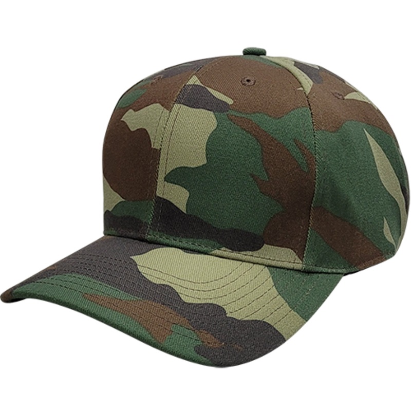 Cali Headwear KL100WC Woodland Camo 6 Panel Cap USA Made Woodland Camo