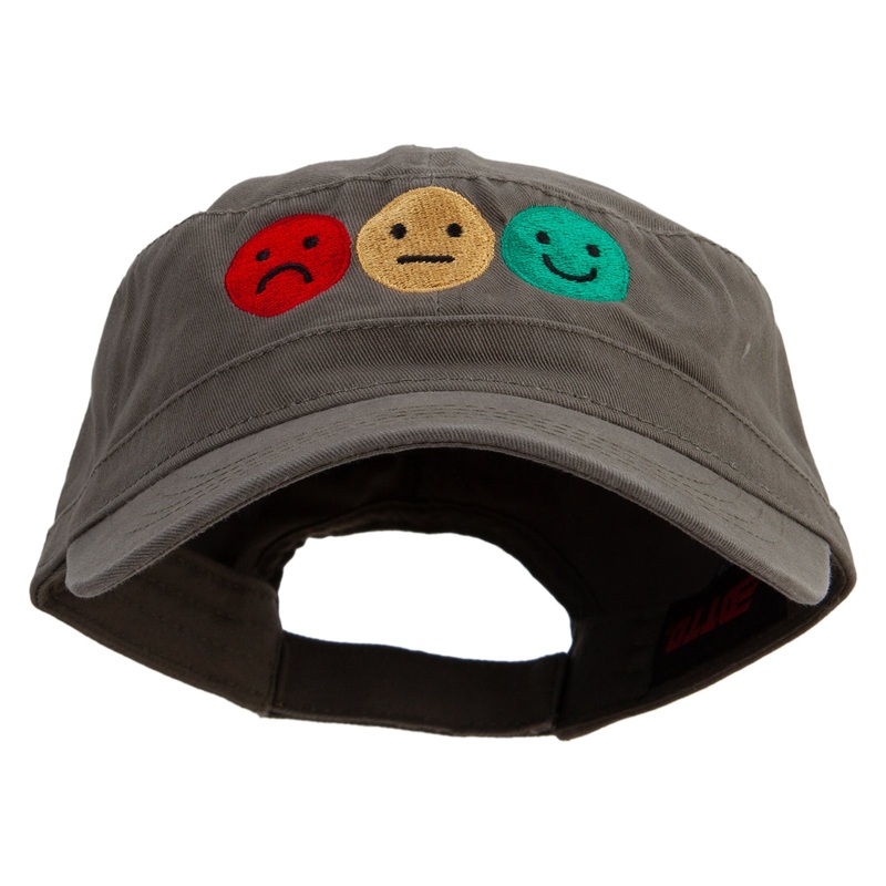 Emotion Levels On Scale Embroidered Garment Washed Adjustable Army Cap Dk Olive Green One Size