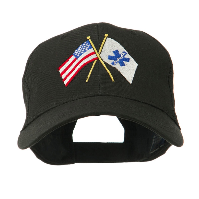 Flags with Star of Life Embroidered Cap Black One Size