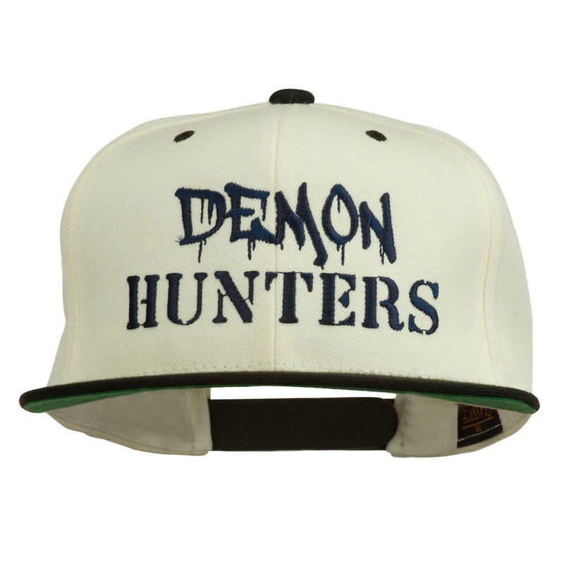 Halloween Demon Hunters Embroidered Snapback Cap Natural Black One Size