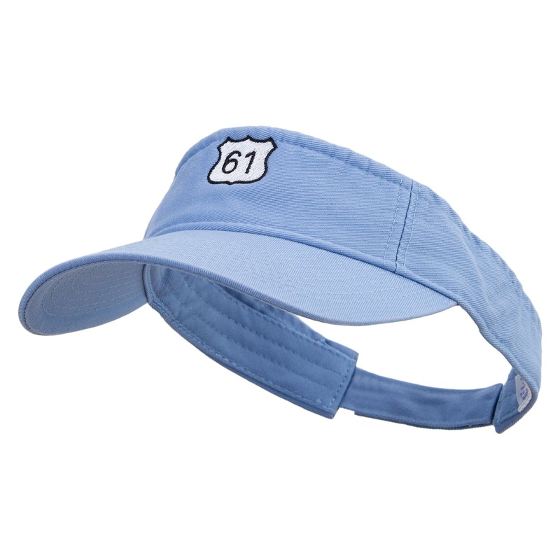 Highway 61 Embroidered Pro Style Cotton Twill Washed Visor Lt Blue One Size