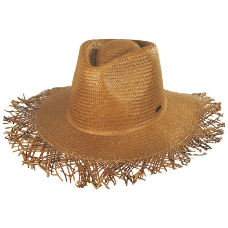 Jo Straw Frayed Fedora Hat COPPER XS