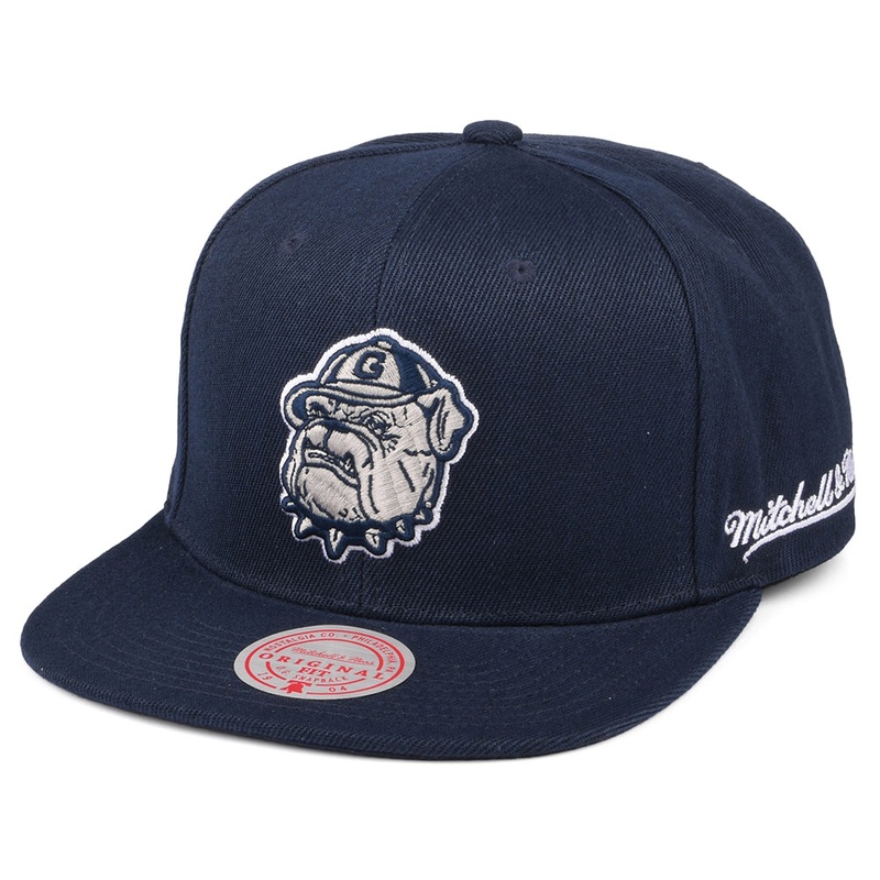 Mitchell & Ness Georgetown Hoyas Snapback Cap – English Dropback – Navy Blue Adjustable