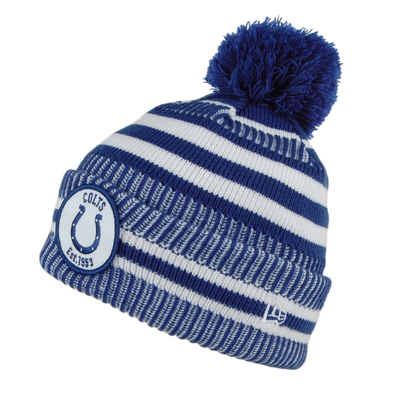 New Era Indianapolis Colts Bobble Hat – NFL On Field Knit – Navy-White 1-Size