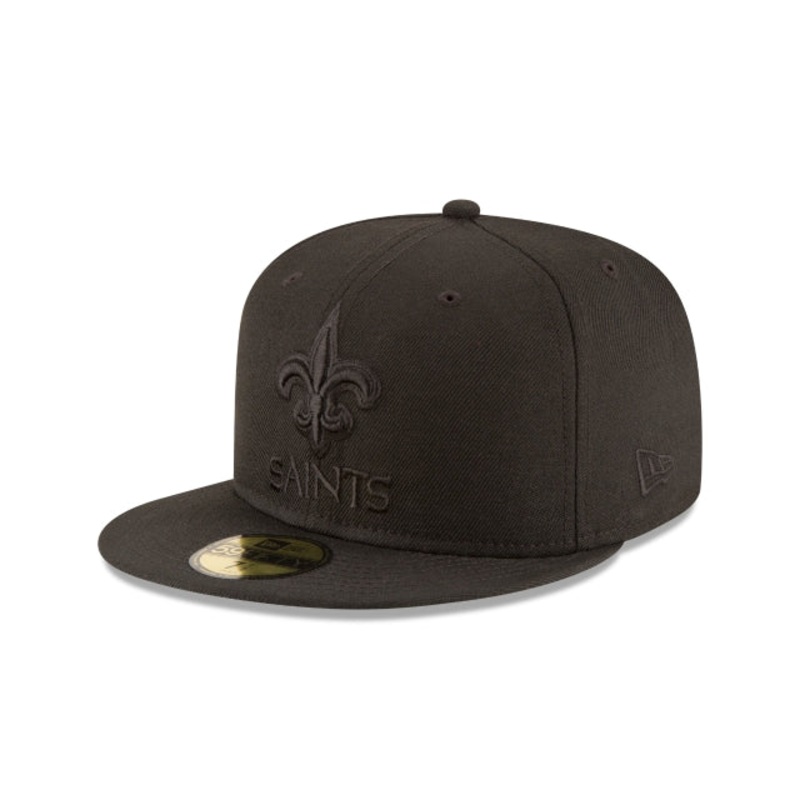 New Orleans Saints Black On Black 59FIFTY Fitted Hat 6 7/8