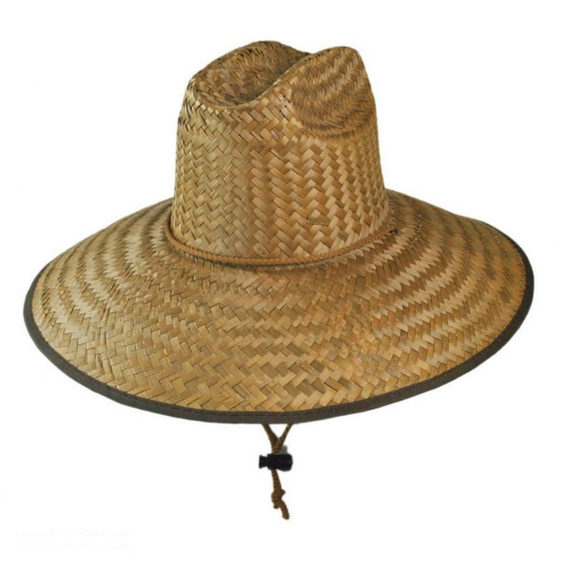 Palm Leaf Straw Lifeguard Hat with Bound Brim COCOA ONE SIZE FITS MOST