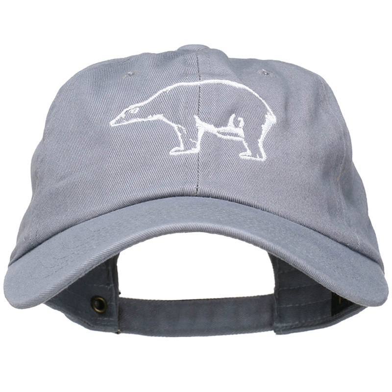 Polar Bear Embroidered Unstructured Cap Grey One Size