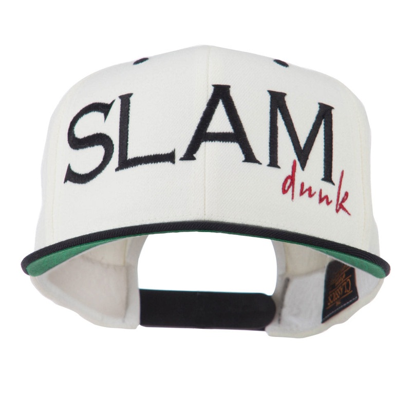 Slam Dunk Embroidered Flat Bill Cap Natural Black One Size