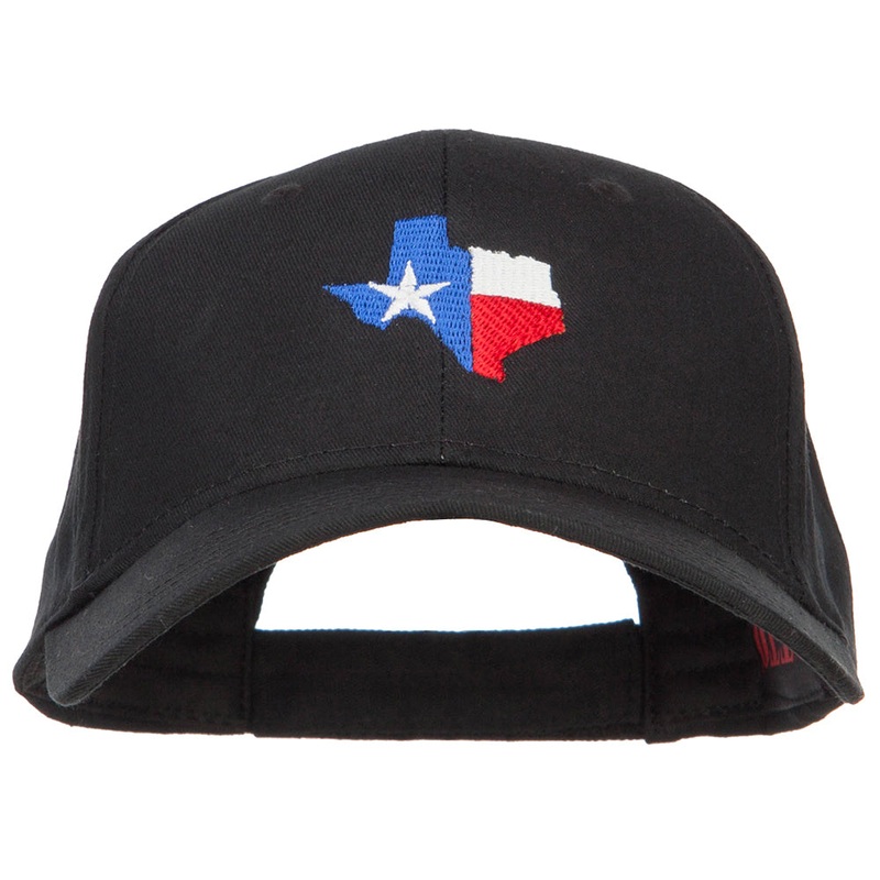 Texas Flag Map Embroidered Cotton Twill Cap Black One Size